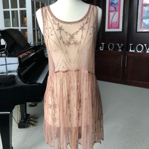 Free People Embroidered Slip Dress Light Pink